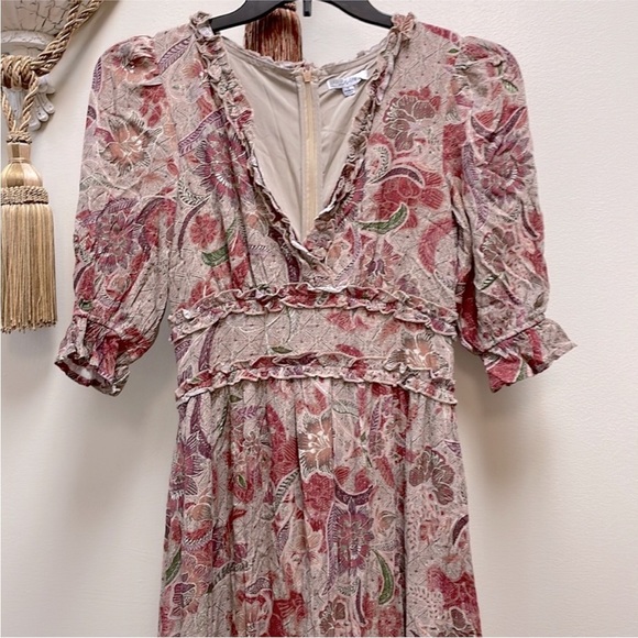 New Anthropologie BTFL-LIFE Floral Ruffle Maxi Dress In Rust! size xSmall - Picture 13 of 14